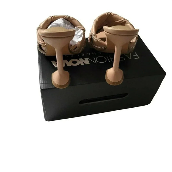 FASHION NOVA SIZE 7 SQUARE TOE Braided Slide Dress Sandals EMBELLISHMENTS Nude - Picture 3 of 6